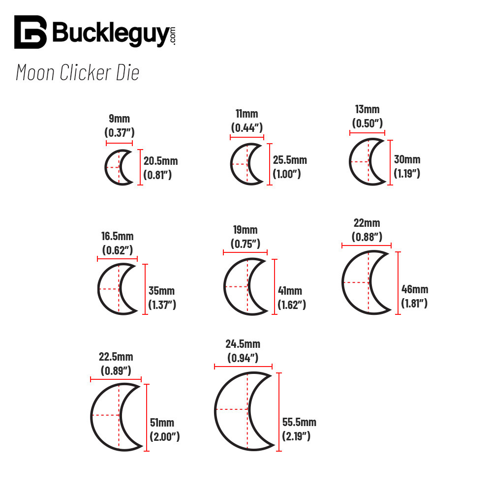 Moon Clicker Die Sizing Chart