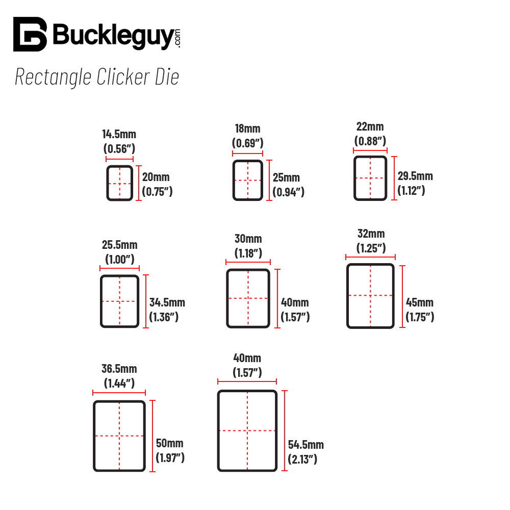 Rectangle Clicker Die Sizing Chart