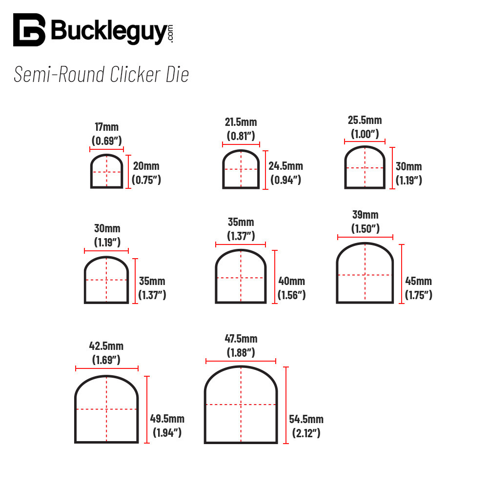 Semi-Round Clicker Die Sizing Chart