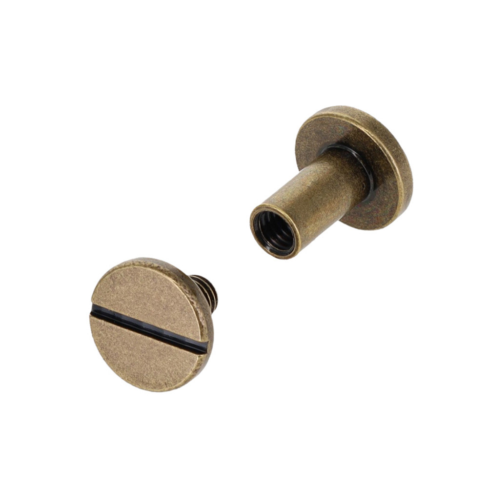 Antique Brass Cylinder Chicago Screws 3/8"