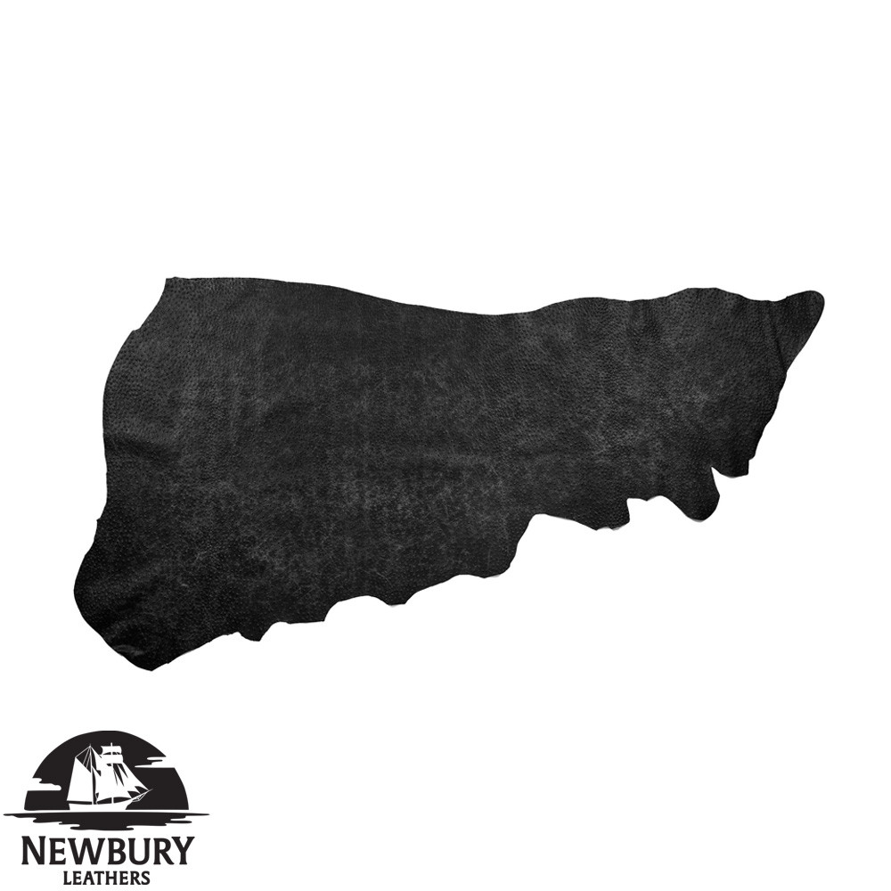 Black Ostrich Embossed Leather, Side