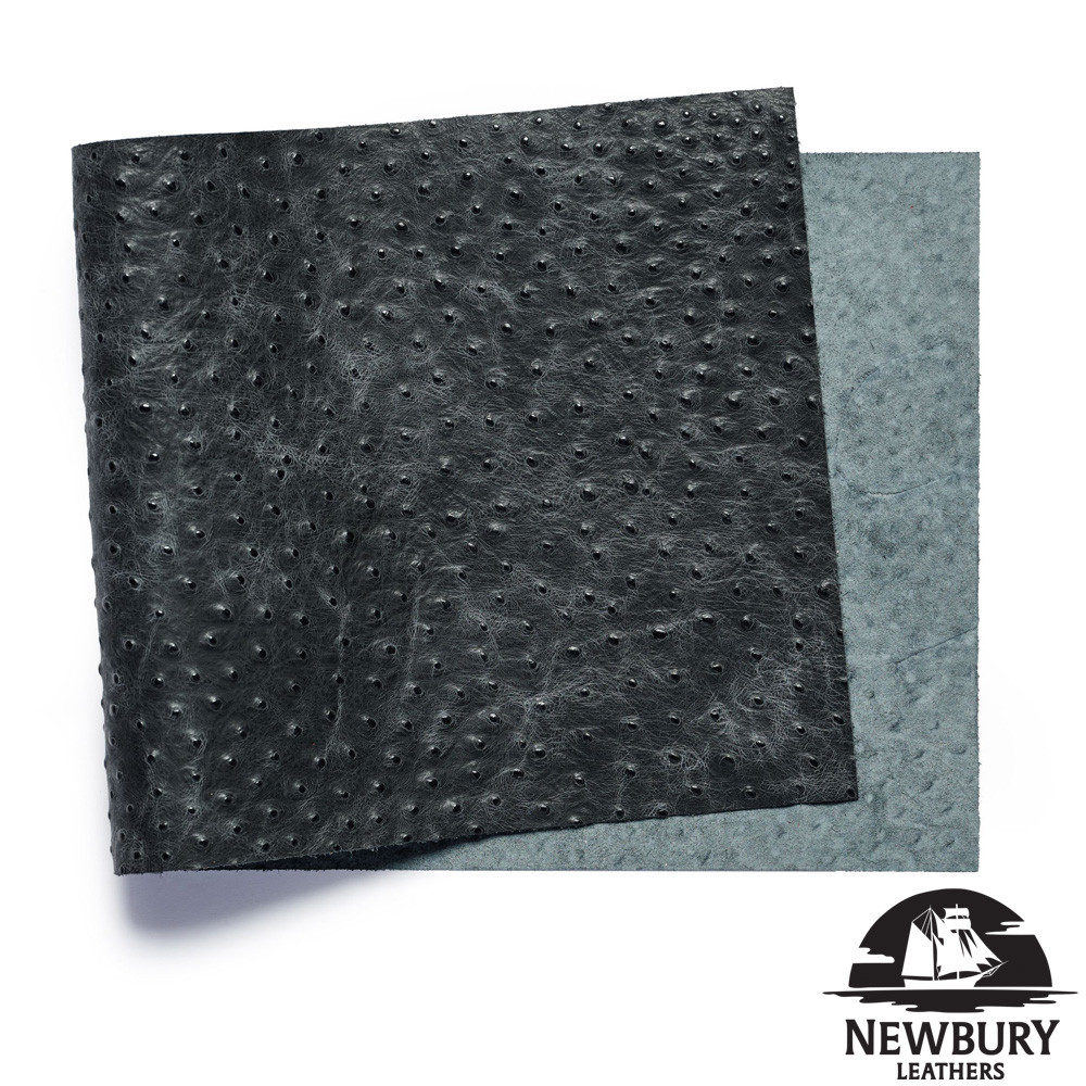 Black Ostrich Embossed Leather, Panels