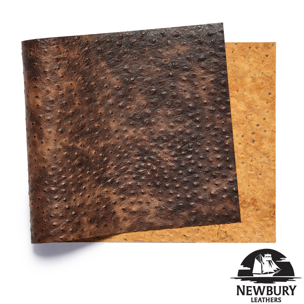 Brown Ostrich Embossed Leather, Panels