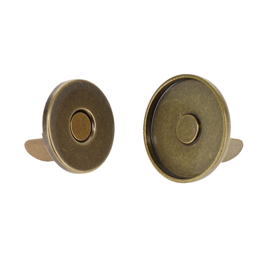 Full Cover Thin Round Magnetic Snap, Antique Brass
