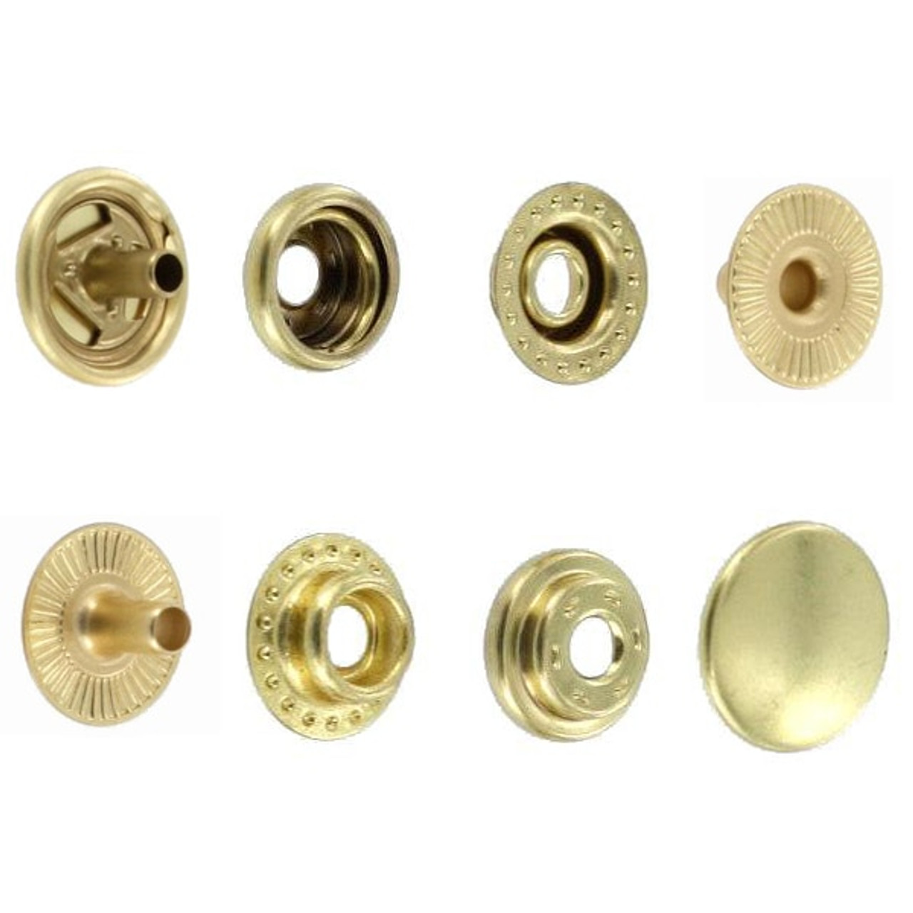 Line 20 Snaps, Cap 12.7mm, Ring Socket, Natural Brass, S127B50-LP, Solid Brass-LL (100 per Bag)