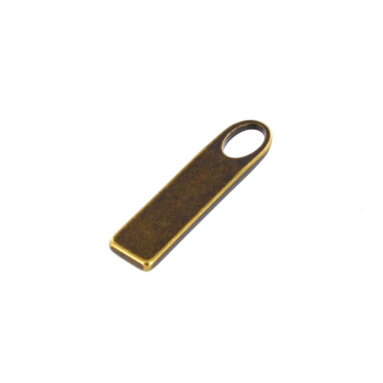 LZA-7332 Antique Brass, Zipper Pull (no logo), Solid Brass-LL 