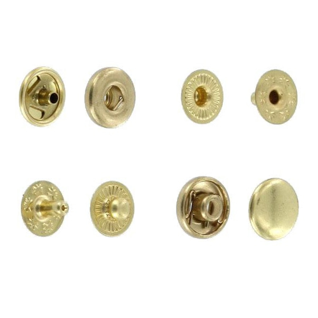 SN10B11 Snap Button, Cap 10mm, S-Spring Socket, Natural Brass, Solid ...