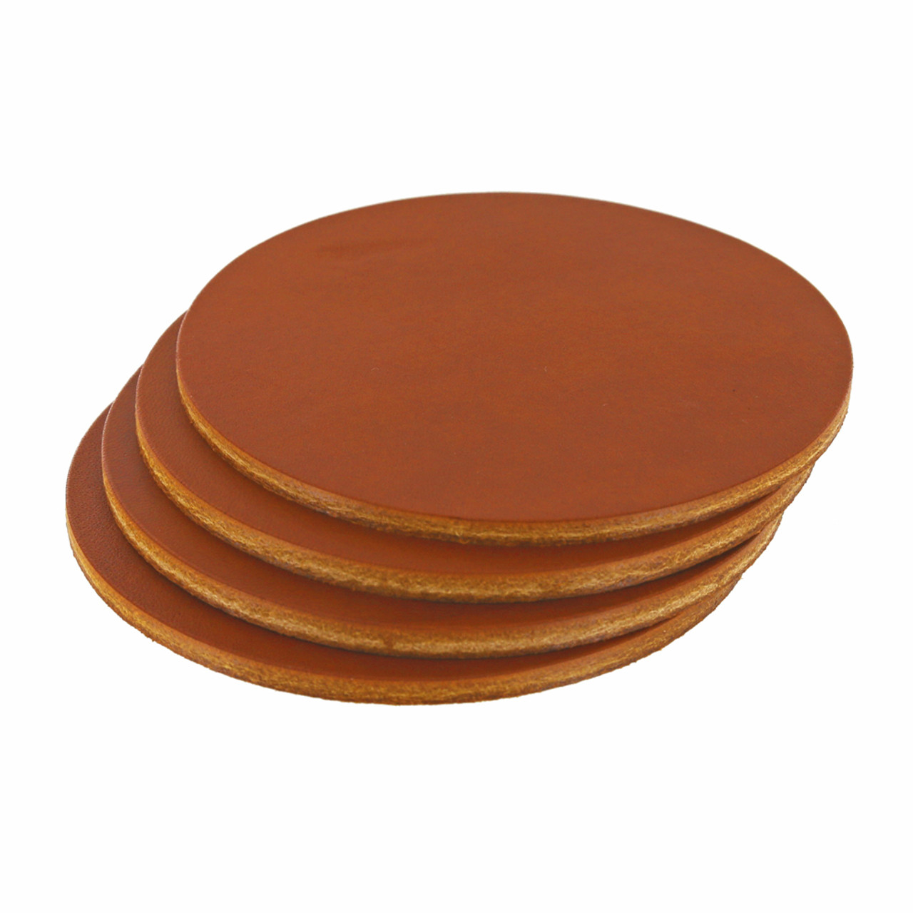 Vachetta Handcrafted Leather Round Coasters - Set of 4
