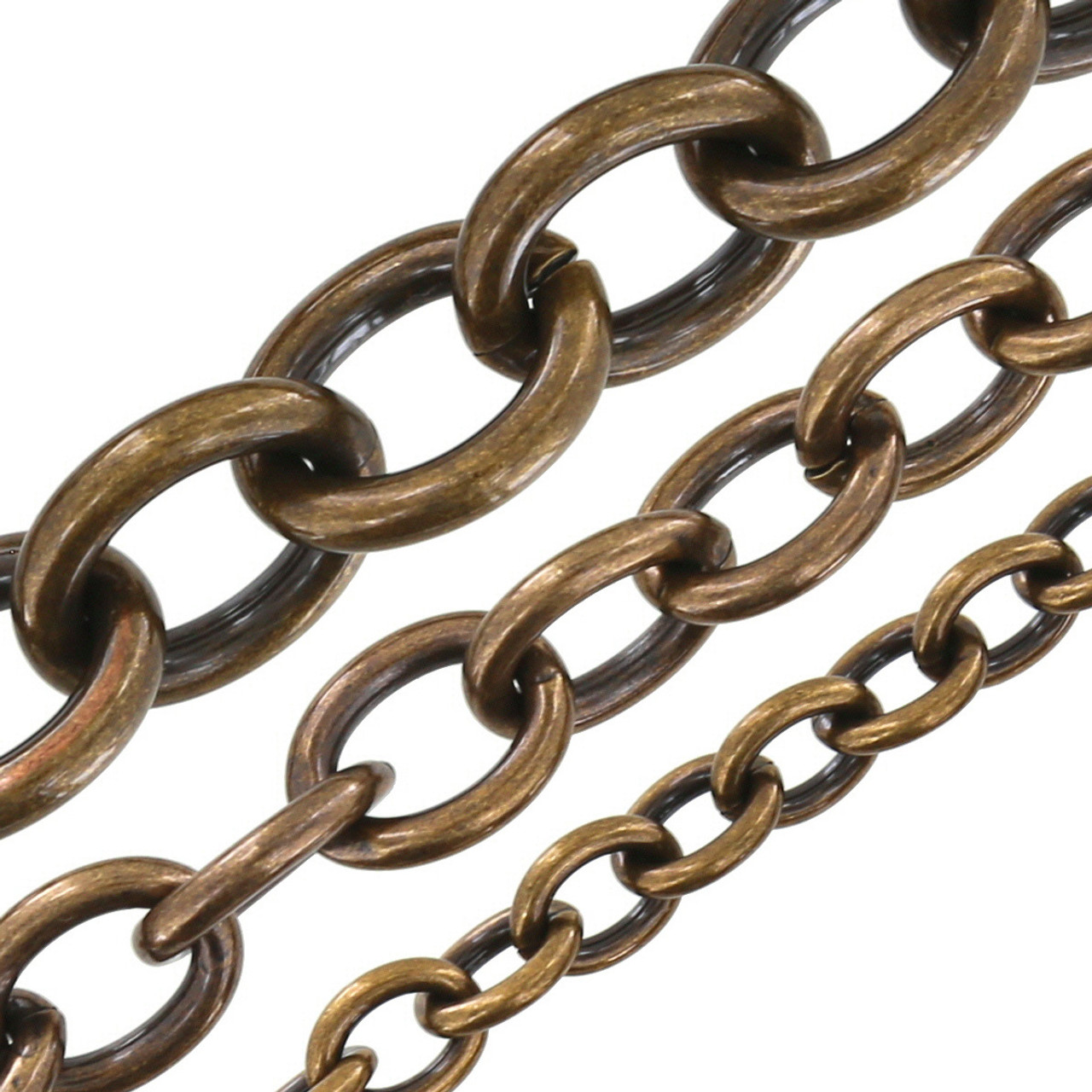 B8830 Antique Brass, Oval Chain, Solid Brass-LL (36 length) 