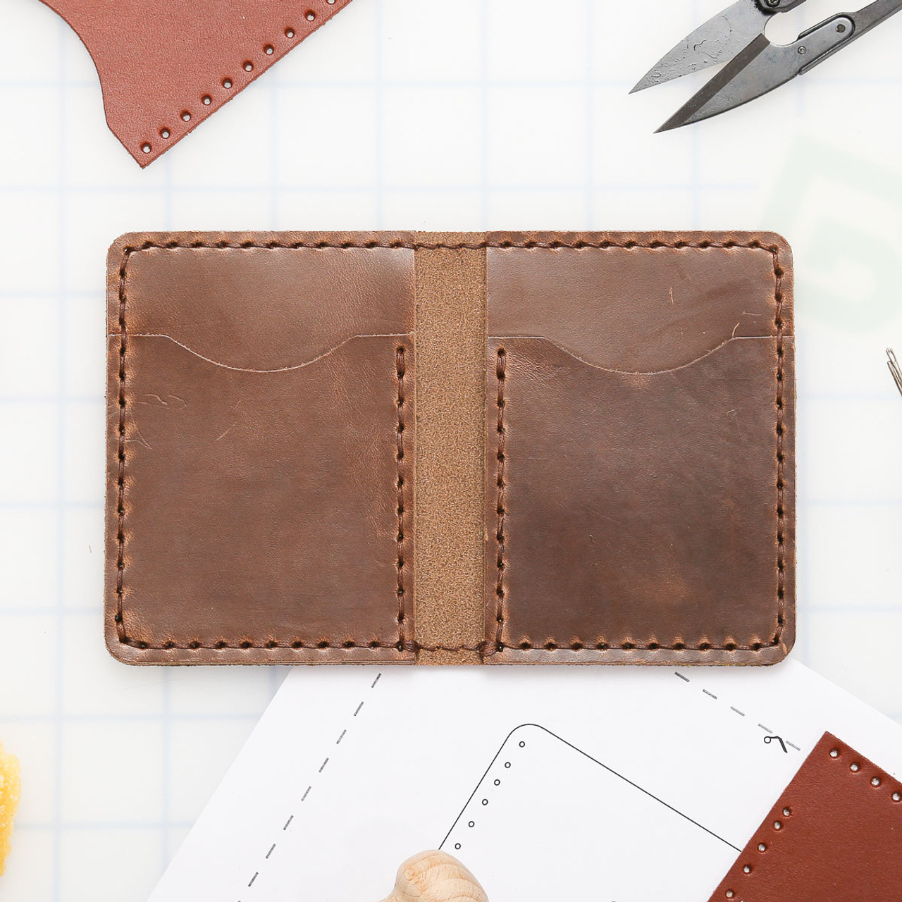 DIY 4-Pocket Vertical Wallet Leather Kit