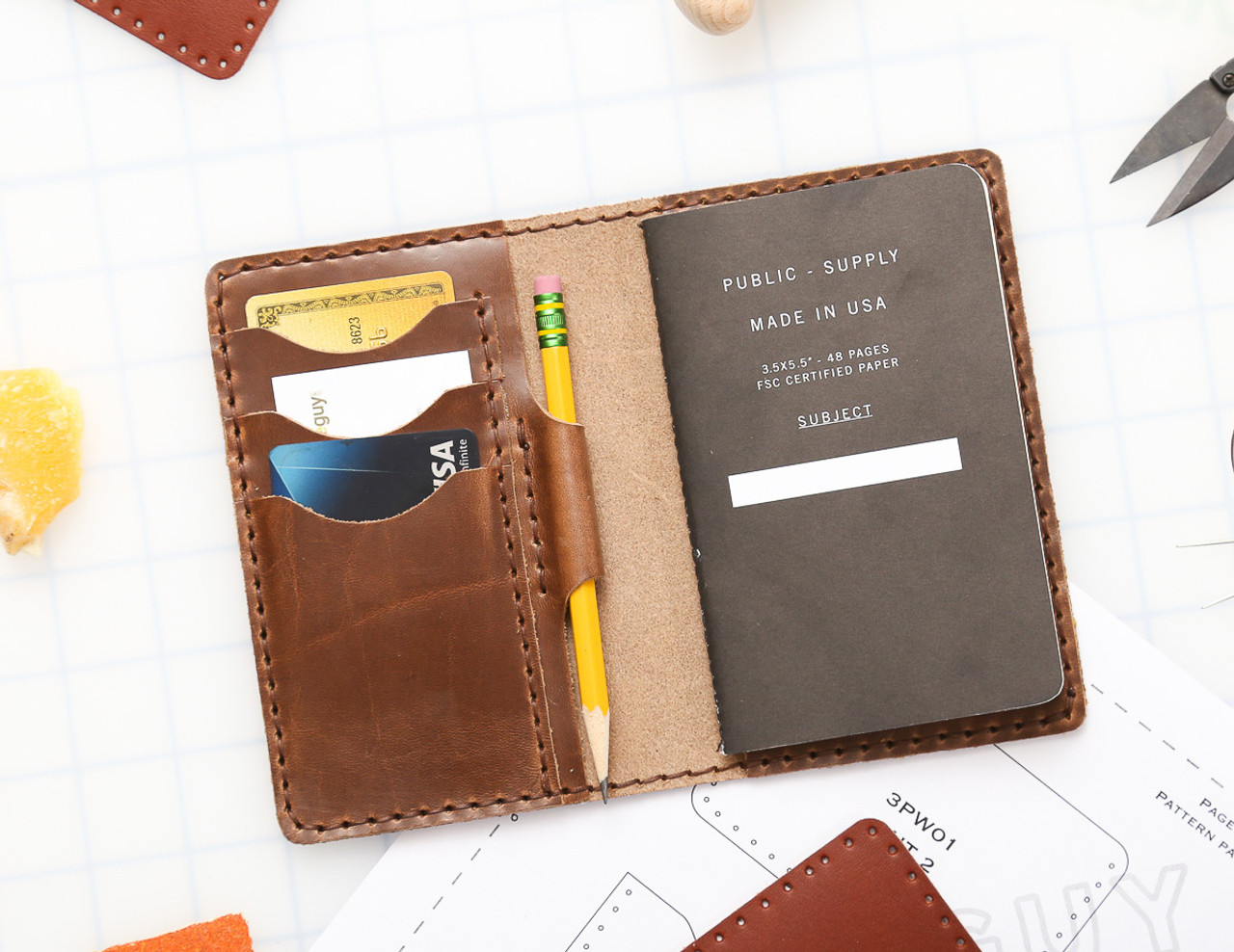 Small Journal Cover Leather Pattern, PDF Template