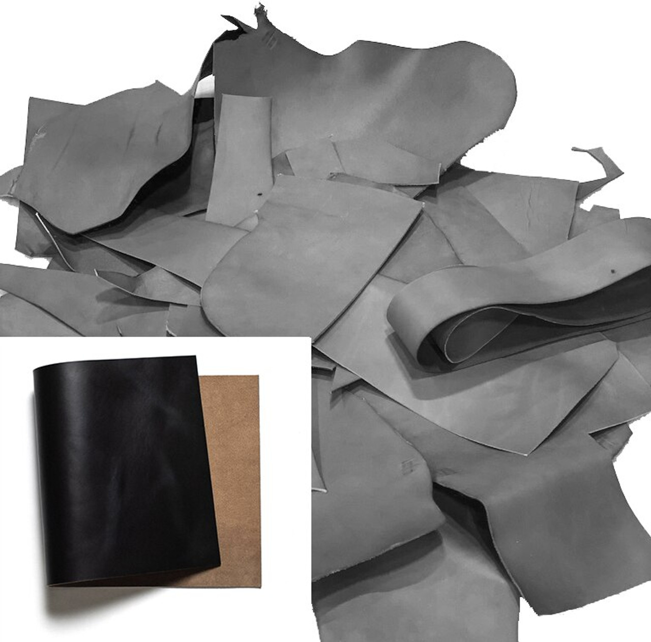 Buckleguy Assorted Horween Leather Scrap, Mixed Weight, 15 lbs
