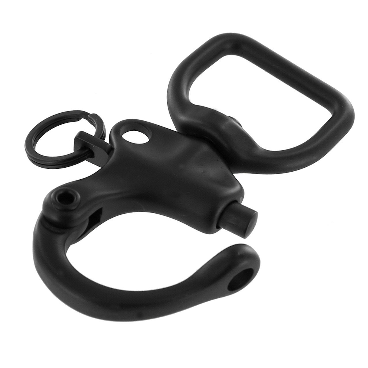 C5102 1" PVD Black Matte, Quick Release Snap Shackle, Flat Base, w/ 1/2