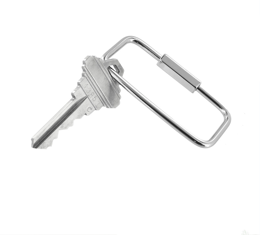 C5205 2-1/8” Nickel Plate, Rectangle Key Ring w/ Spring, Solid Brass-LL ...