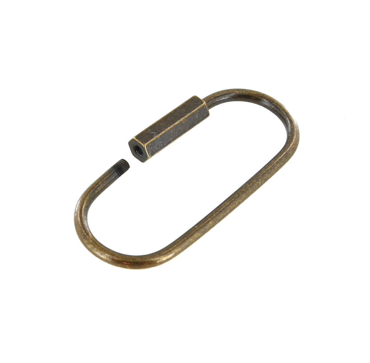C5206 2-1/4 Antique Brass, Oval Key Ring w/ Spring, Solid Brass-LL 