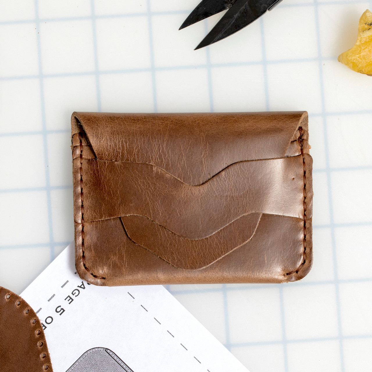 Burnished Brown English Hide Leather Card Holder Wallet