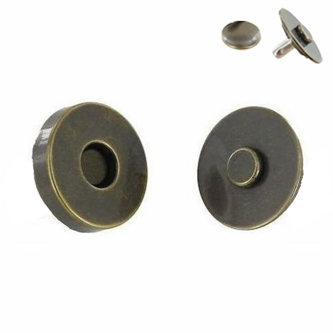 Magnetic Snap, Riveted Backs, Antique Brass, Multiple Sizes