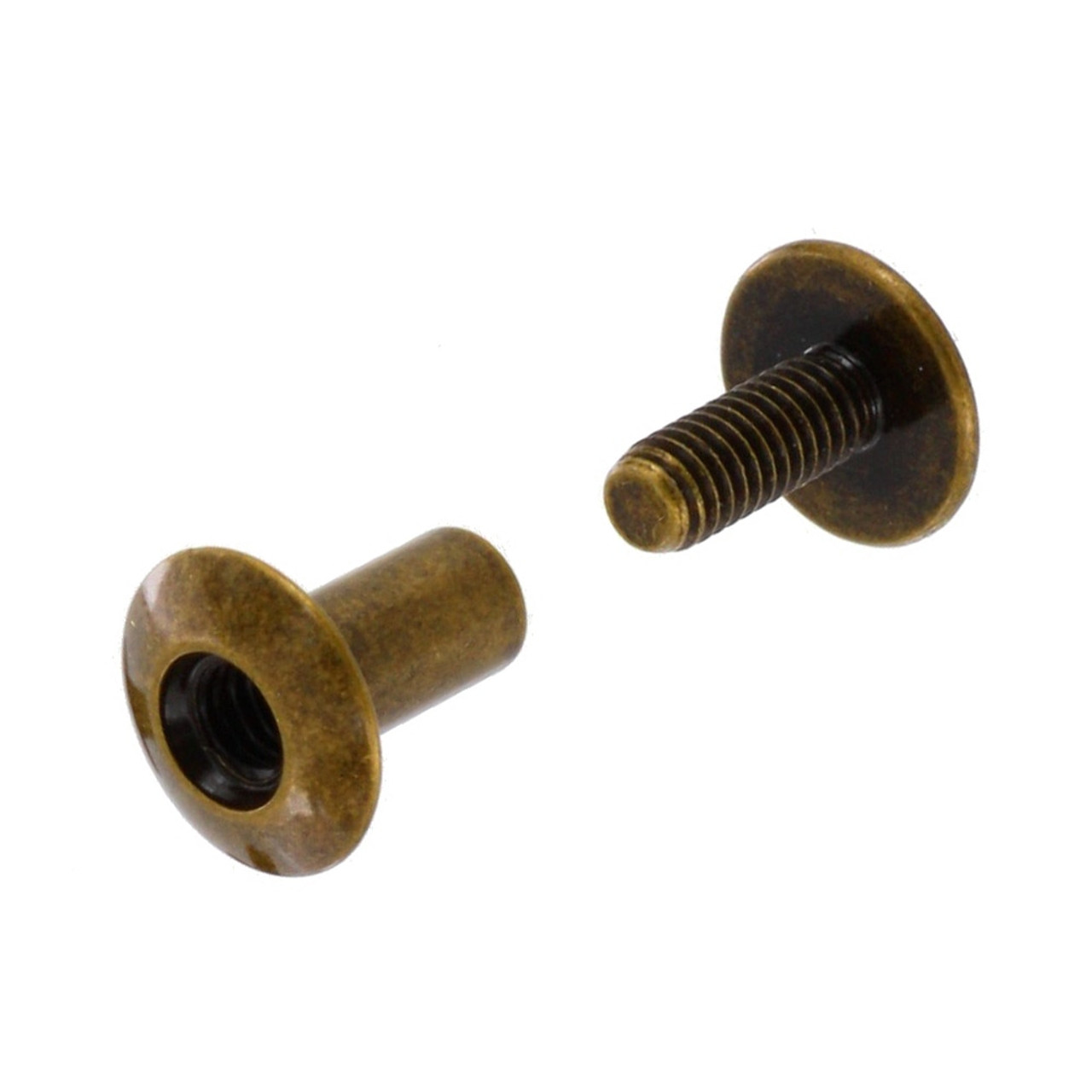 Solid Brass Chicago Screws for Leather, Belts, Handbags, Crafts & Accessories | Antique Brass | 3/8 (CS7710-0G-DOEB-50)