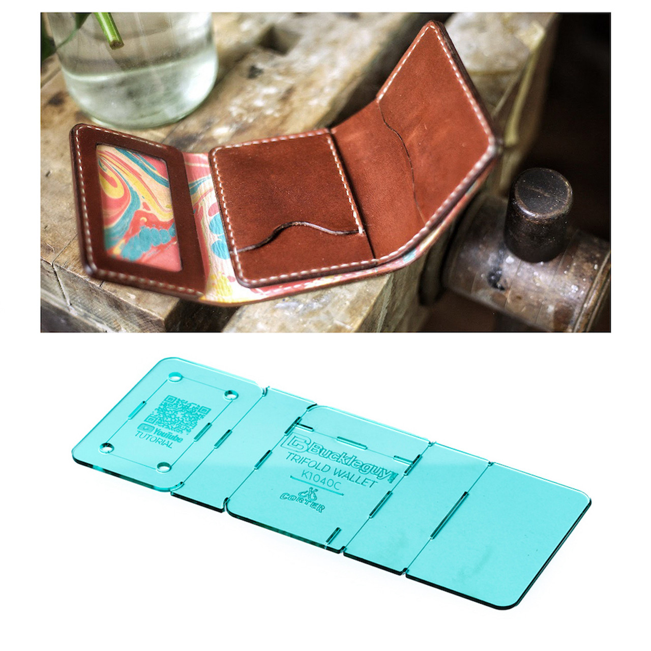 https://cdn11.bigcommerce.com/s-e77e4/images/stencil/1280x1280/products/6931/49630/Buckleguy-Corter_Leather_Trifold_Wallet_Acrylic_Template_-_K1040__44923.1697123346.jpg?c=2