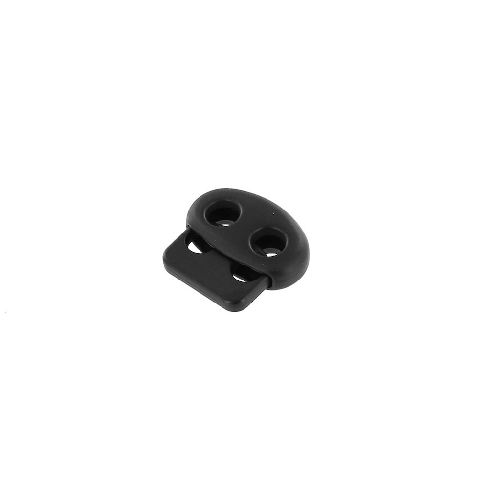 C5537 Black Matte, Double Hole Round Cord Lock, Zinc - Buckleguy.com