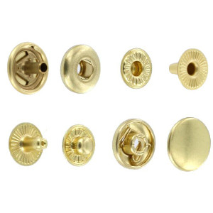 S127B10-LP Snap Button, Cap 12.7mm, Long Post, S-Spring Socket, Natural Brass, Solid Brass-LL (100 sets per bag)