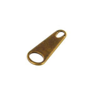 LZB-7333 Antique Brass, Zipper Pull (no logo), Solid Brass-LL LZB-7333 Antique Brass, Zipper Pull (no logo), Solid Brass-LL