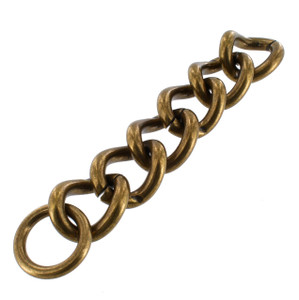 G10405 15mm Antique Brass, 6-Link Chain with 15mm O-Ring, Solid Brass