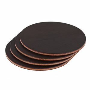 Wickett & Craig Leather Coasters - Dark Brown