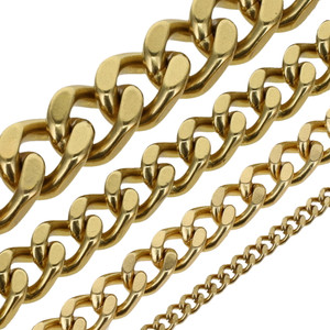 4 Sided Twisted Solid Brass Purse Chain by the Yard, Natural Brass