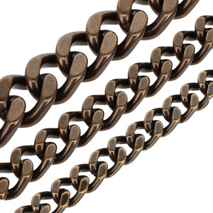 4 Sided Twisted Solid Brass Purse Chain by the Yard, Antique Brass