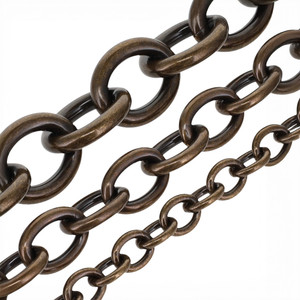 Oval Solid Brass Purse Chain by the Yard, Antique Brass