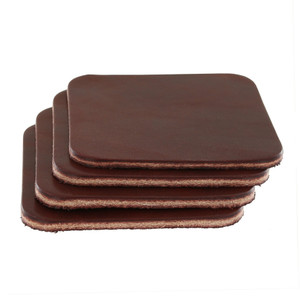 Leather Coasters, Wickett & Craig Traditional Harness, Square, Burgundy (4pc set)