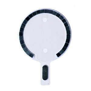 Adhesive-backed N52 MagSafe semicircle tile magnet for leather cases.