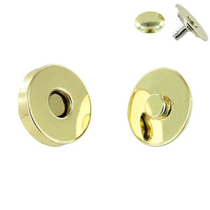 Riveted Back Magnetic Snap, Natural Brass