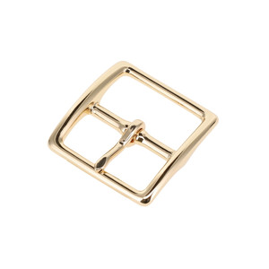 1097 Gold Plate, Center Bar Buckle, Solid Brass-LL