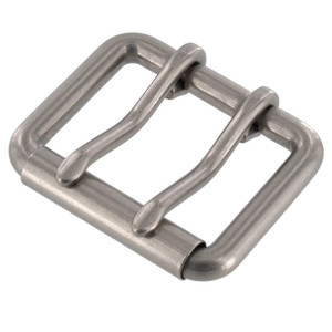 B7348 Nickel Matte, Double Prong Roller Buckle, Solid Brass-LL, Multiple Sizes