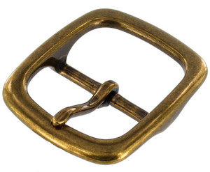 1382 Antique Brass, Center Bar Buckle, Solid Brass-LL, Multiple Sizes