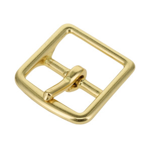 B3074 Natural Brass, Center Bar Buckle, Solid Brass-LL