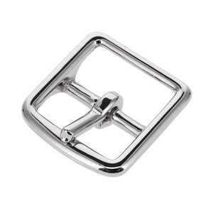 B3074 Nickel Plate, Center Bar Buckle, Solid Brass-LL