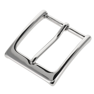 T1002 Nickel Plate, Heel Bar Buckle, Solid Brass-LL, Multiple Sizes