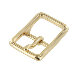 121 Gold Plate, Center Bar Buckle, Solid Brass-LL, Multiple Sizes