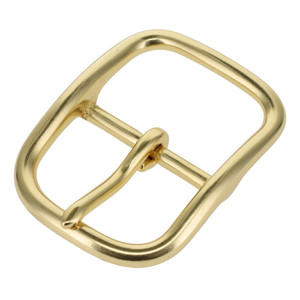 B9586 Natural Brass, Center Bar Buckle, Solid Brass-LL