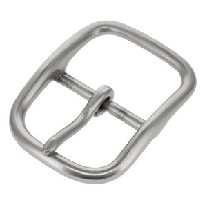 B9586 Nickel Matte, Center Bar Buckle, Solid Brass-LL