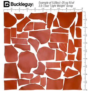 Example of 25 square feet of Light Weight leather scrap remnants