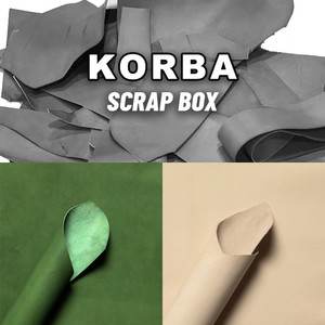 Korba Veg Tan Leather Scrap Buffalo Calf, Peacock Green, Natural