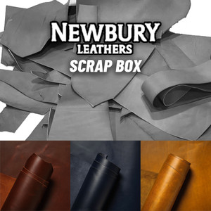 Newbury Leathers Balmoral Leather Scrap, Antique Copper/Navy Blue/Sunflower