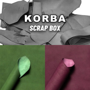 Korba Veg Tan Leather Scrap Buffalo Calf, Peacock Green/Purple