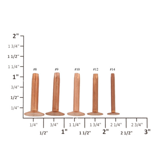 CRB12 #12 Copper Rivets w/ Burrs, Solid Copper (1lb. bag