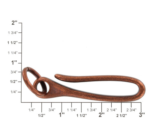 B7498 Antique Copper, Fish Hook Key Chain, Solid Brass-LL