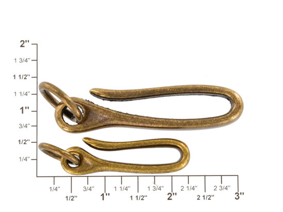 B8367 Antique Brass, Small Fish Hook Key Chain, Solid Brass